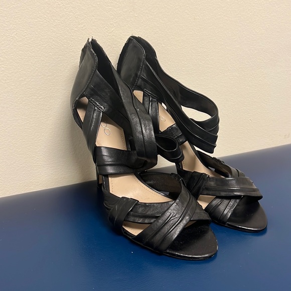 Also Black Strappy Heels - Picture 1 of 7